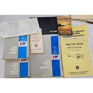 Vintage Piper Private Pilot Manual Workbook FAA Test Guides Logbook Lot 1970s